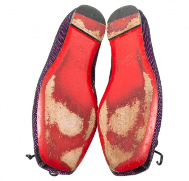 Christian Louboutin Bailarinas Rosella de ante morado/negro Talla 37 Negro en venta