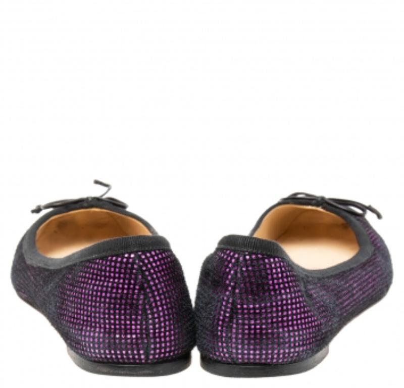 De las mujeres Christian Louboutin Bailarinas Rosella de ante morado/negro Talla 37 en venta