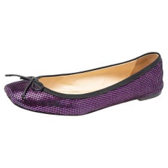 Christian Louboutin Purple/Black Suede Rosella Ballet Flats Size 37