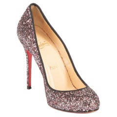 Christian Louboutin Purple Glitter Round Toe High Pumps Size IT 36