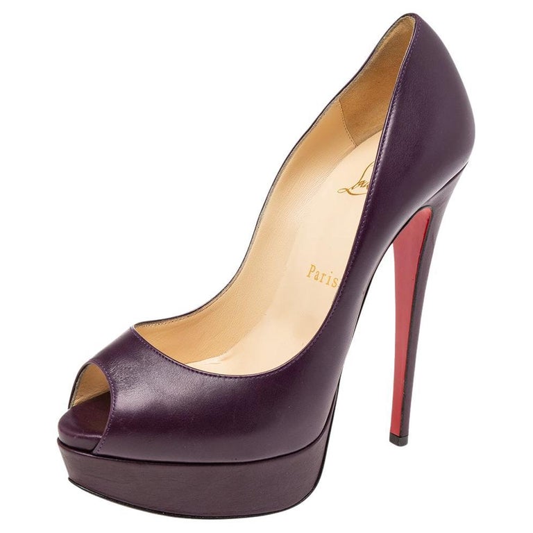 Christian Louboutin Purple Leather Lady Peep Toe Pumps Size 37 For Sale at  1stDibs