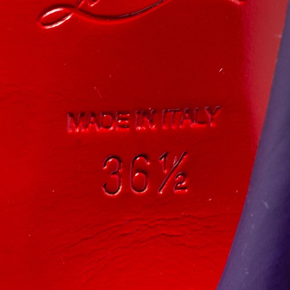 Christian Louboutin Purple Leather Maryl Peep Toe Pumps Size 36.5 In Good Condition For Sale In Dubai, Al Qouz 2