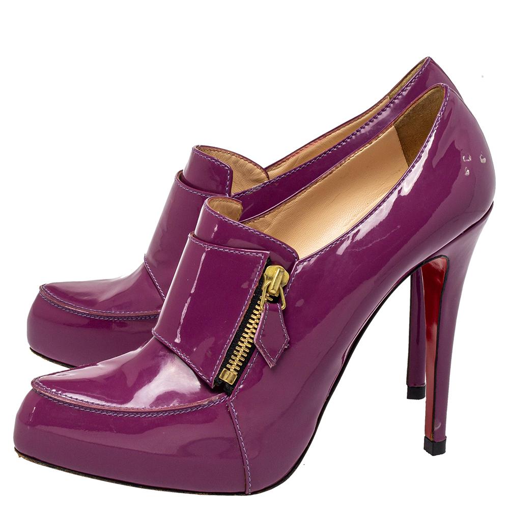 Christian Louboutin Purple Patent Leather Loafer Pumps Size 40 3