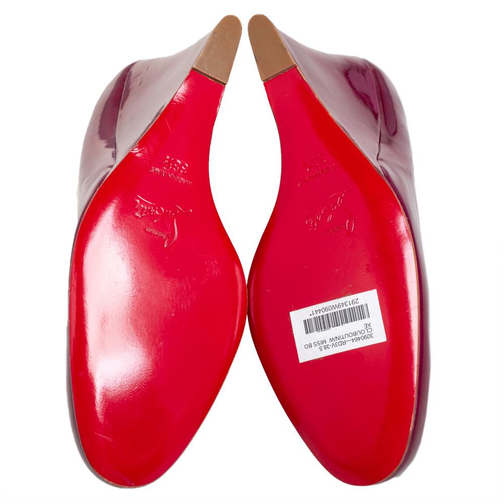 Christian Louboutin Bombas de cuña de charol púrpura Ron Ron Zeppa Tamaño 38.5 2