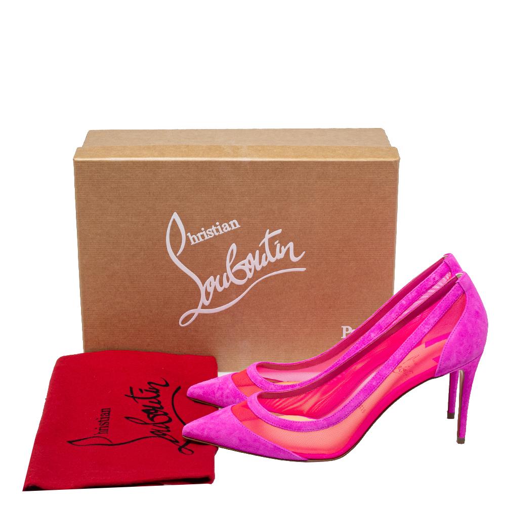 Christian Louboutin Purple/Pink Suede And Mesh Galativi Pumps Size 38 1