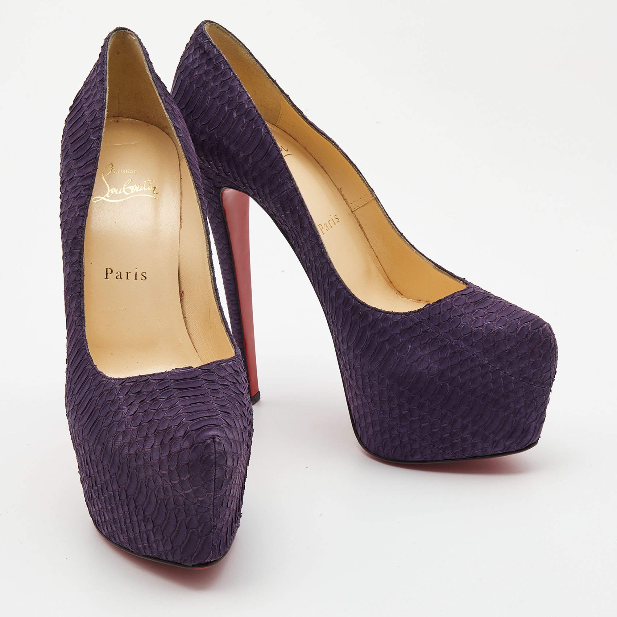 Christian Louboutin Purple Python Daffodile Pumps Size 39 For Sale 3