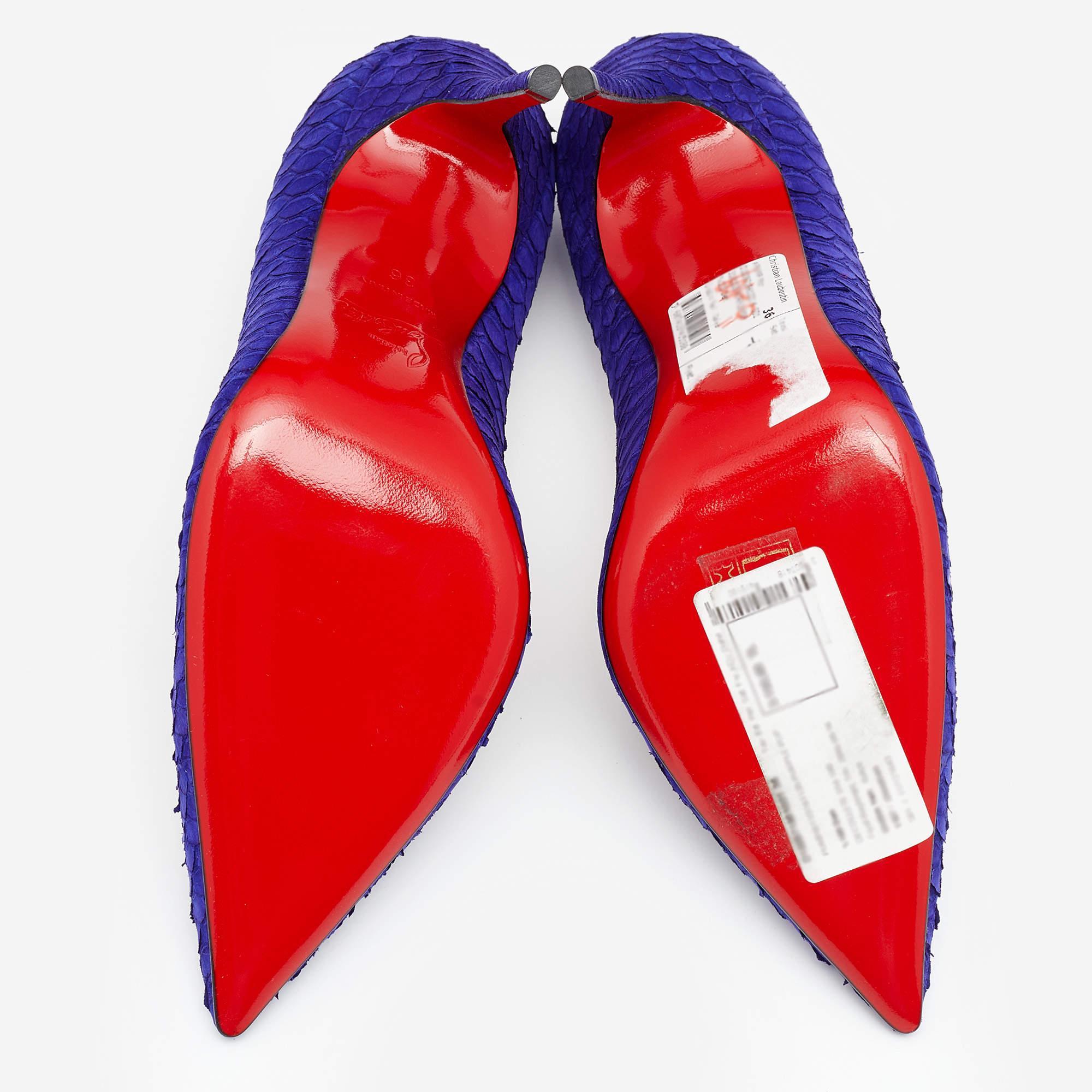 Christian Louboutin Purple Python Leather Decollete Pumps Size 36 1