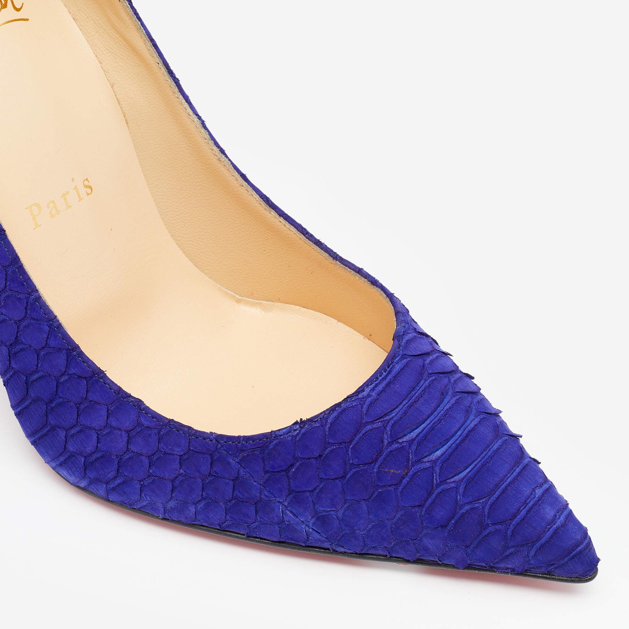 Christian Louboutin Purple Python Leather Decollete Pumps Size 36 2