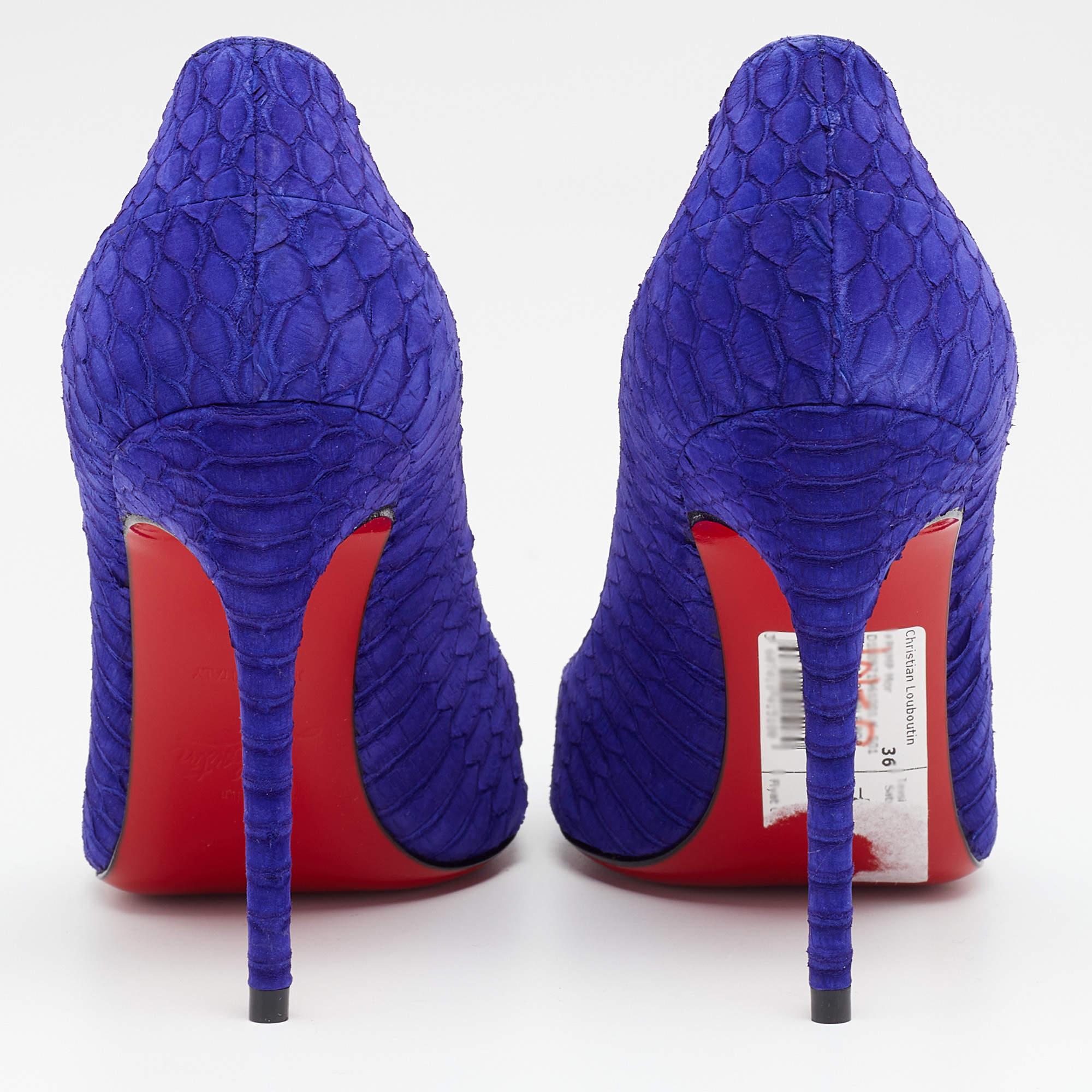 Christian Louboutin Purple Python Leather Decollete Pumps Size 36 4