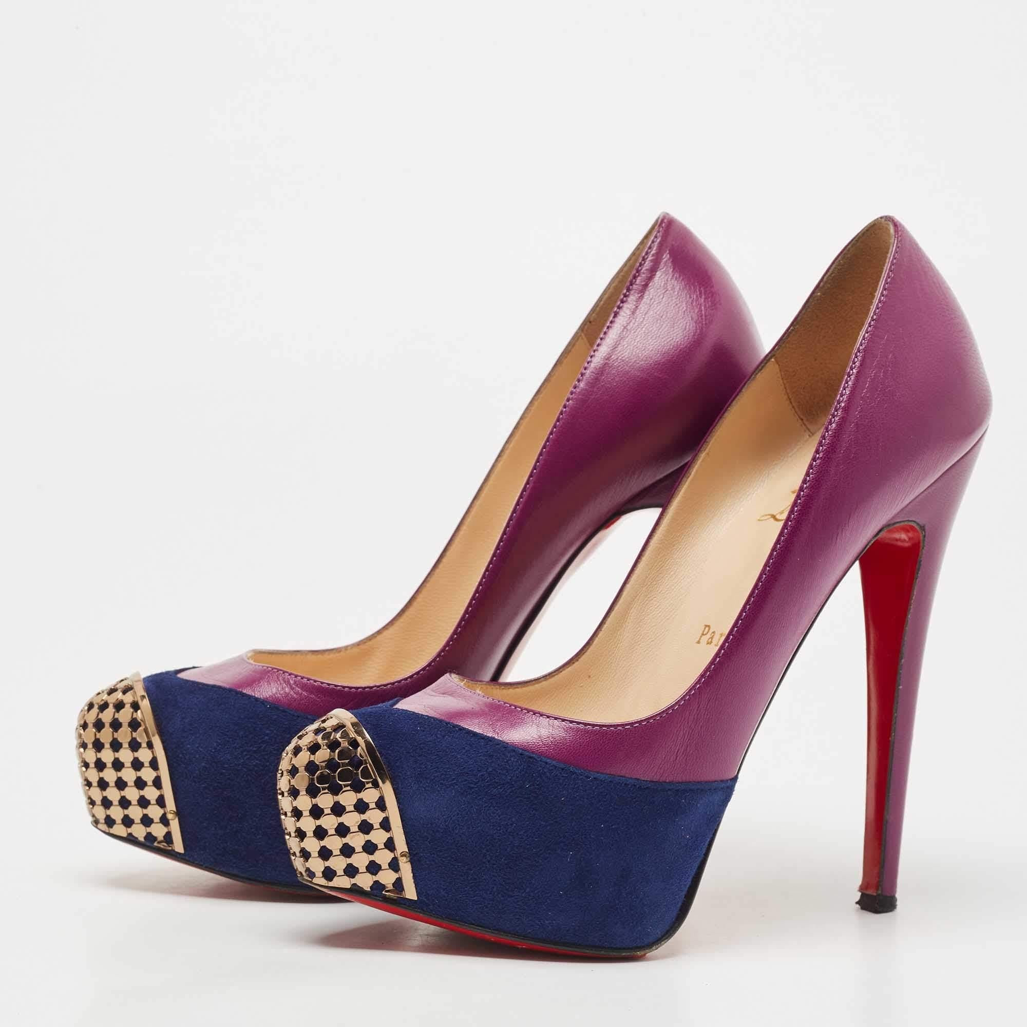 These pumps from Christian Louboutin are meant to be a loved choice. Wonderfully crafted and balanced on stiletto heels, the pumps will lift your feet in a stunning silhouette. 