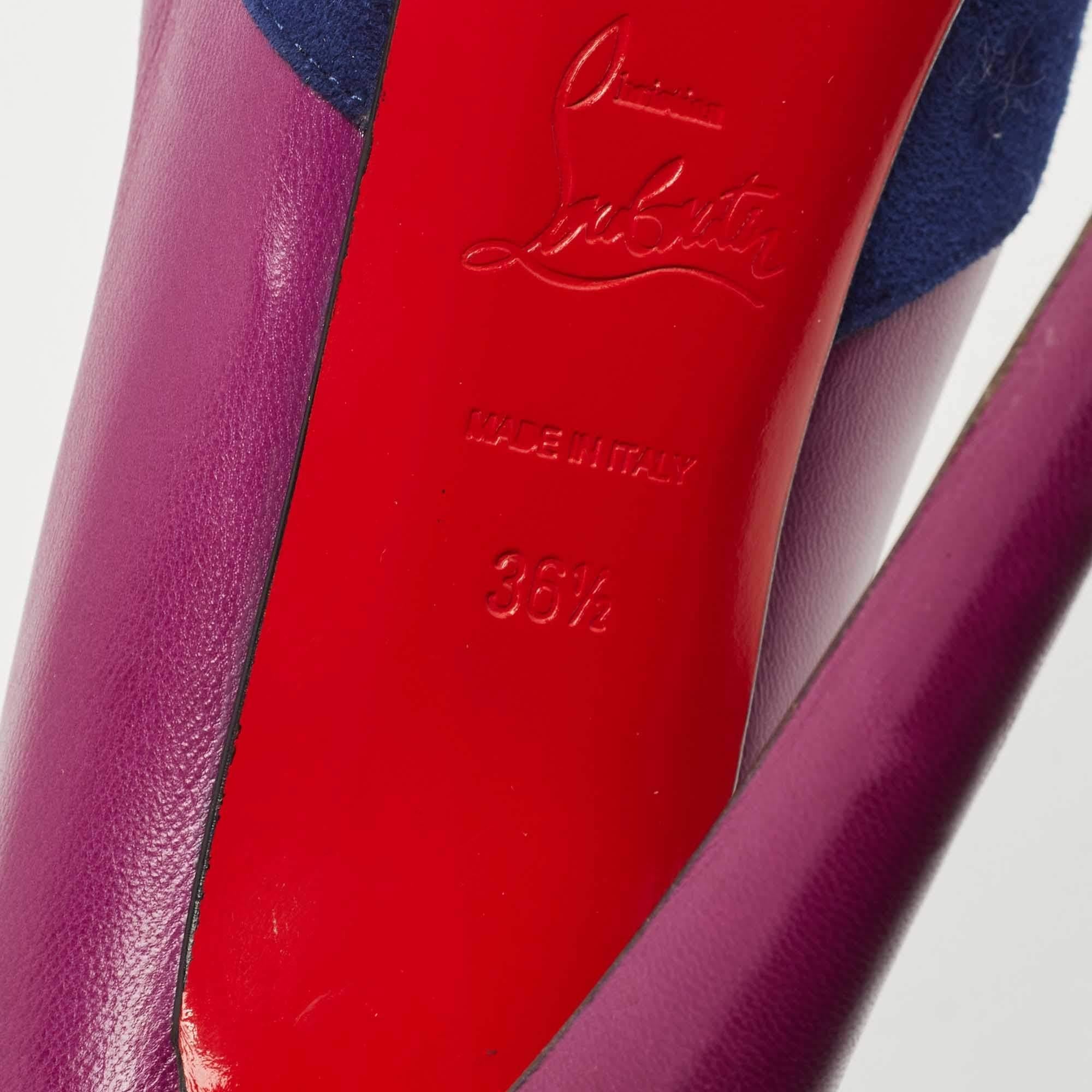 Christian Louboutin Purple Suede and Leather Maggie Platform Pumps Size 36.5 For Sale 2
