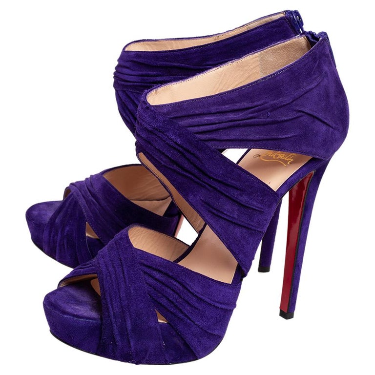 Christian Louboutin Purple Suede Bandra Platform Sandals Size For Sale at 1stDibs
