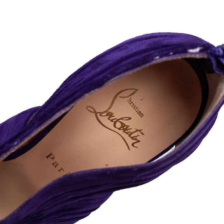 Flock stykke motto Christian Louboutin Purple Suede Bandra Platform Sandals Size 38.5 For Sale  at 1stDibs
