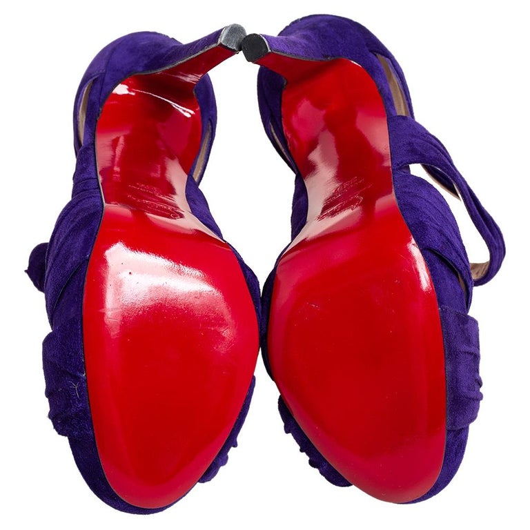 Flock stykke motto Christian Louboutin Purple Suede Bandra Platform Sandals Size 38.5 For Sale  at 1stDibs