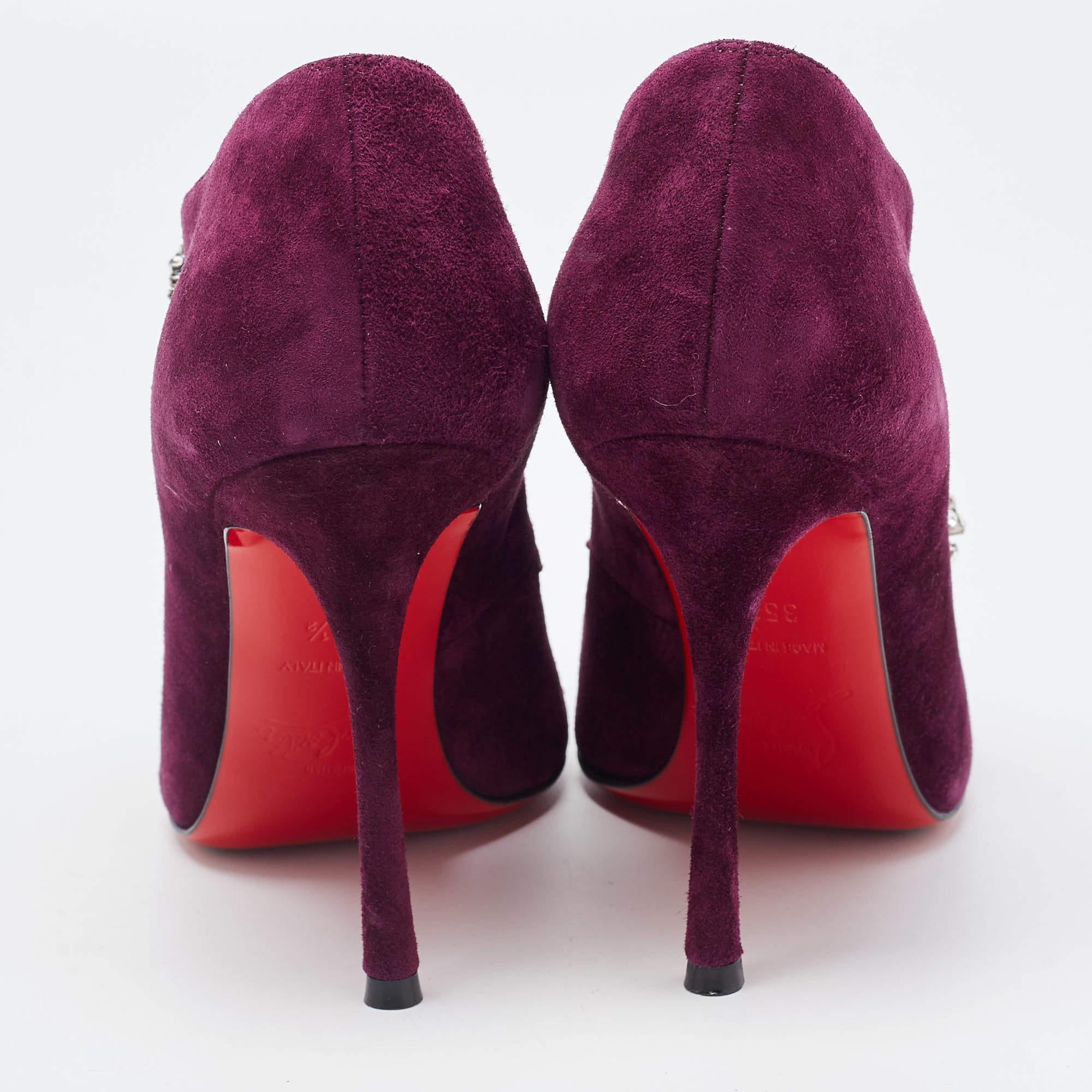 Christian Louboutin Purple Suede Booties Size 35.5 For Sale 1
