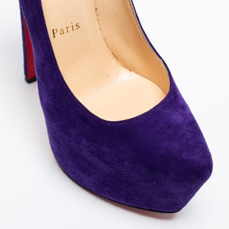 Christian Louboutin Purple Suede Daffodile Platform Pumps Size 37 For