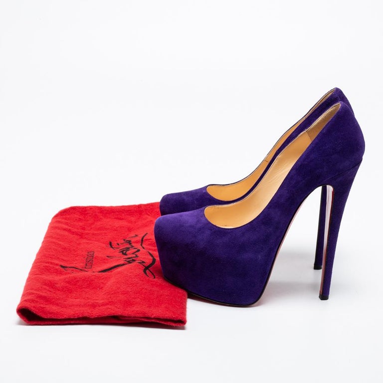 Christian Louboutin Purple Suede Daffodile Platform Pumps Size 37 For