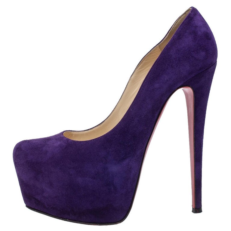 Christian Louboutin Purple Suede Daffodile Platform Pumps Size 38.5 For  Sale at 1stDibs