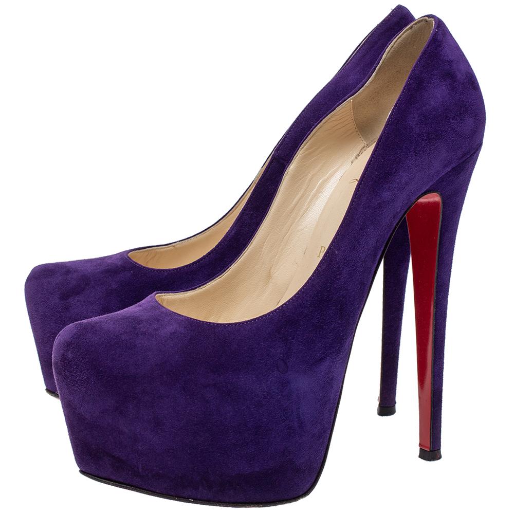 Christian Louboutin, camoscio viola, piattaforma Daffodile, dimensioni 38.5 2