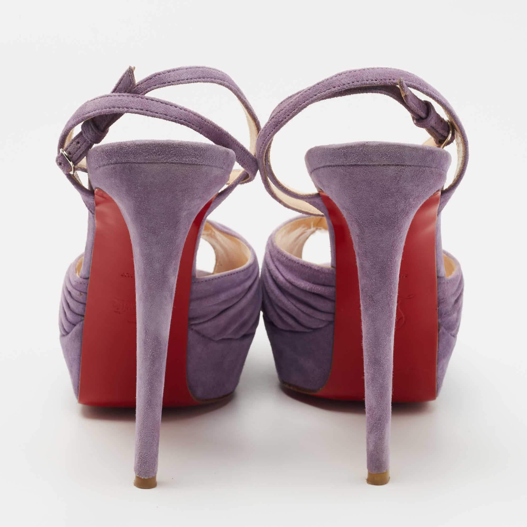 Christian Louboutin Purple Suede Greissimo Ankle Strap Sandals Size 40.5 For Sale 3