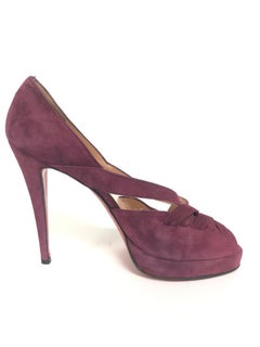 CHRISTIAN LOUBOUTIN purple suede peep toe pump