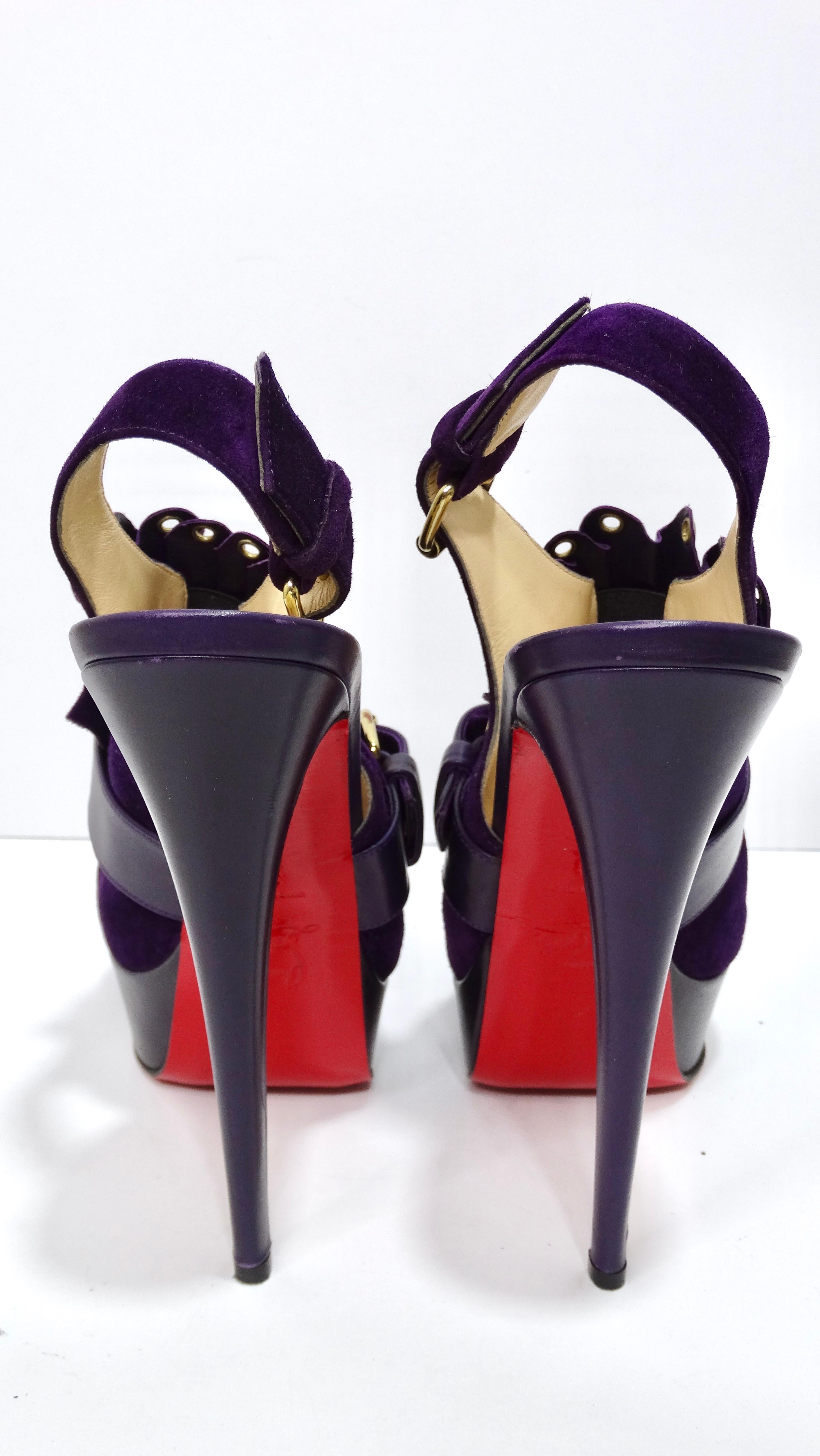 Christian Louboutin Purple Suede Platform Pumps In Excellent Condition For Sale In Scottsdale, AZ