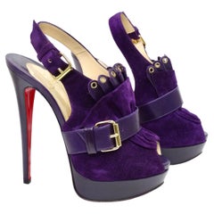 Used Christian Louboutin Purple Suede Platform Pumps