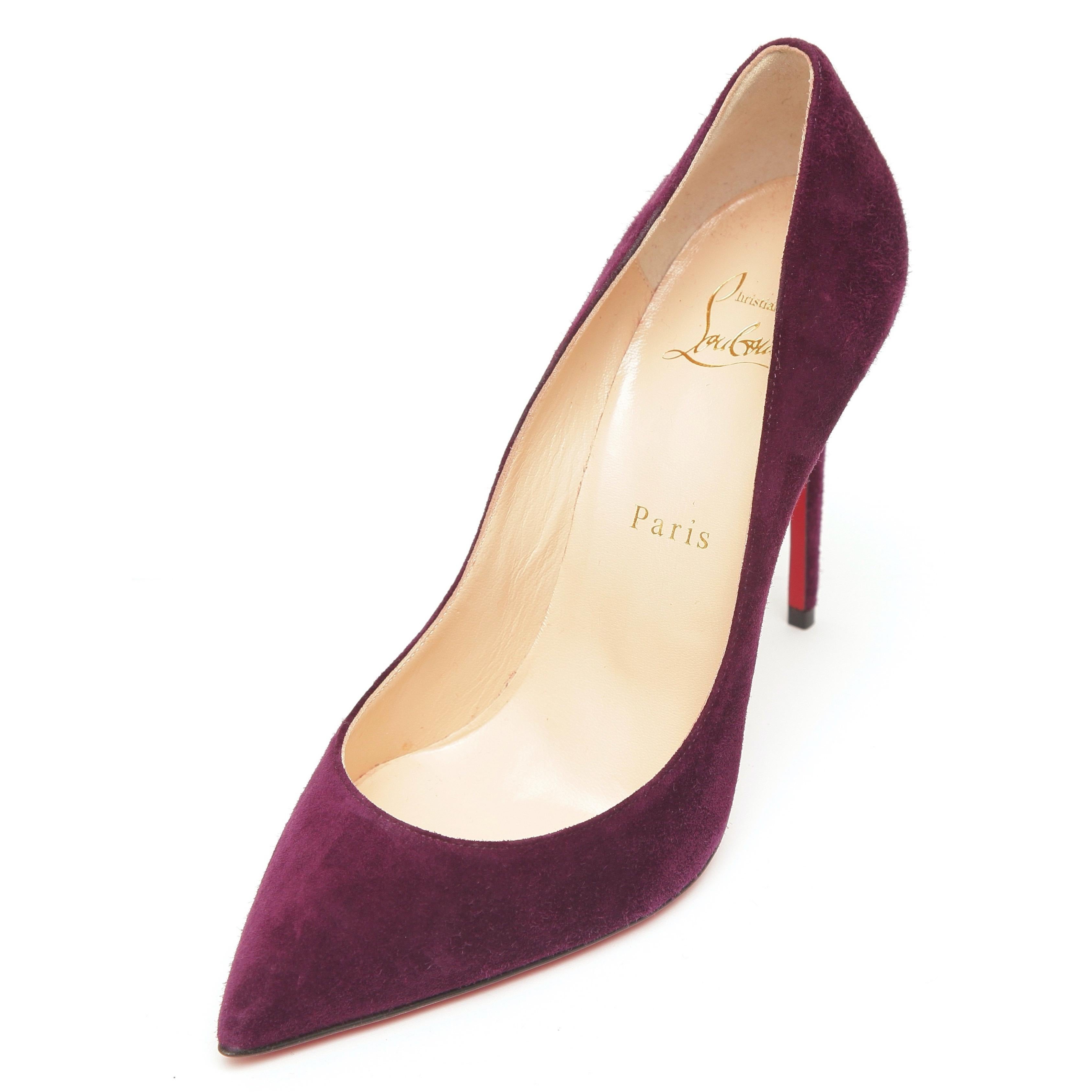 CHRISTIAN LOUBOUTIN Bomba de ante púrpura SO KATE 100 Punta 38 NUEVO Blanco