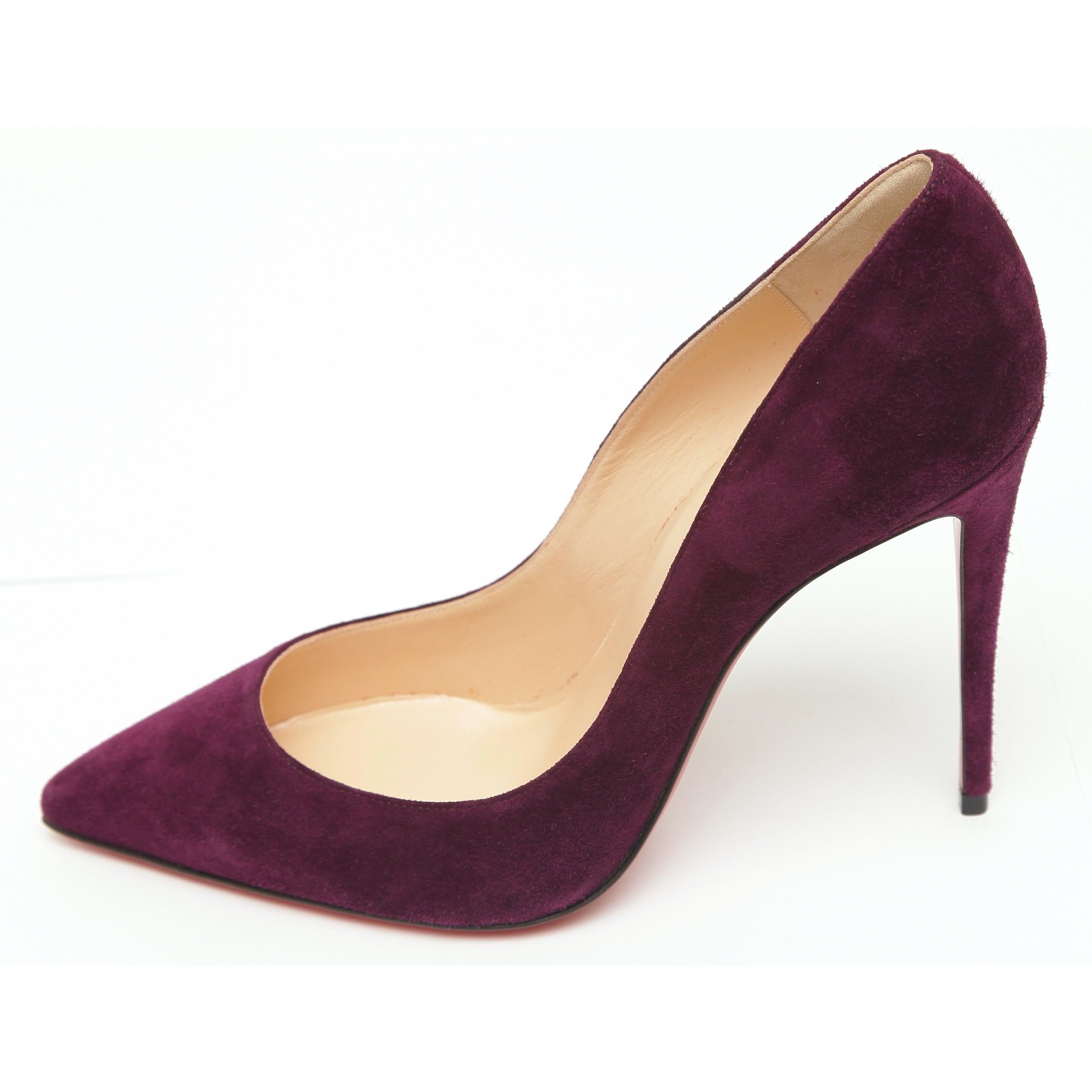 CHRISTIAN LOUBOUTIN Bomba de ante púrpura SO KATE 100 Punta 38 NUEVO en Nuevo Estado en Hollywood, FL