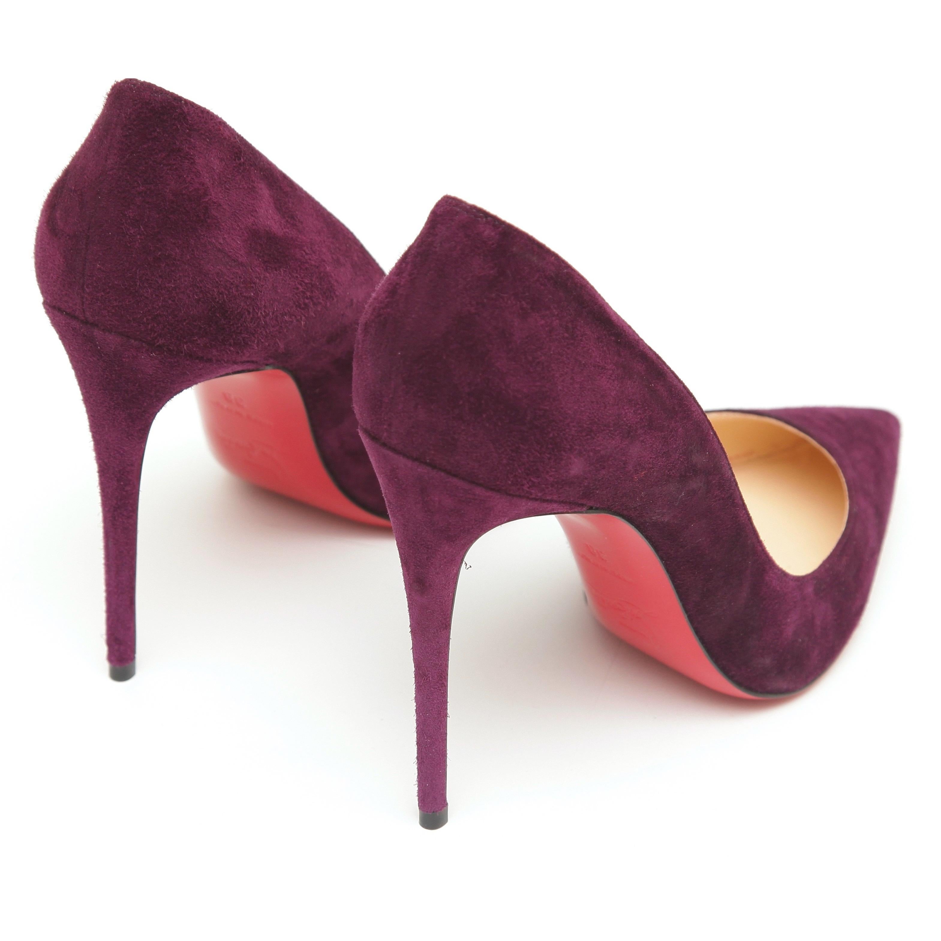 Women's CHRISTIAN LOUBOUTIN Purple Suede Pump SO KATE 100 Pointed Toe 38 NEW