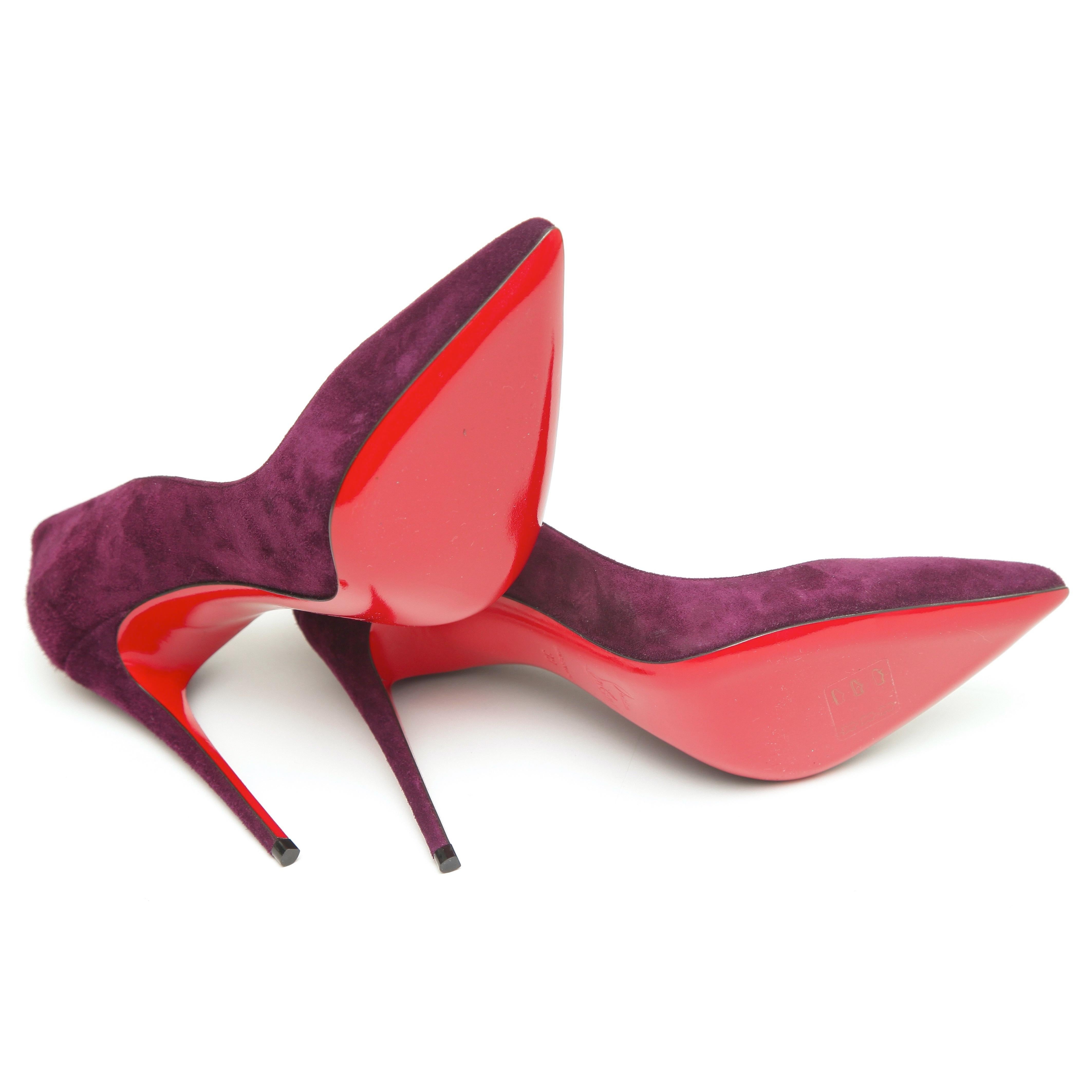 CHRISTIAN LOUBOUTIN Purple Suede Pump SO KATE 100 Pointed Toe 38 NEW 2
