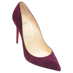 CHRISTIAN LOUBOUTIN Bomba de ante púrpura SO KATE 100 Punta 38 NUEVO