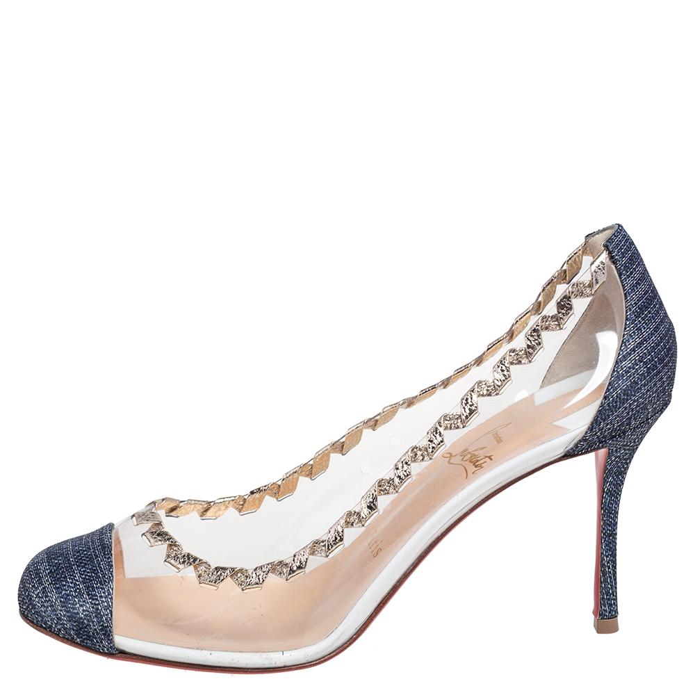 Sport these pumps made from this PVC this season. Christian Louboutin is known for its classy designs just like this pair of pumps. In a remarkable set of colors, this pair is sure to turn heads.

