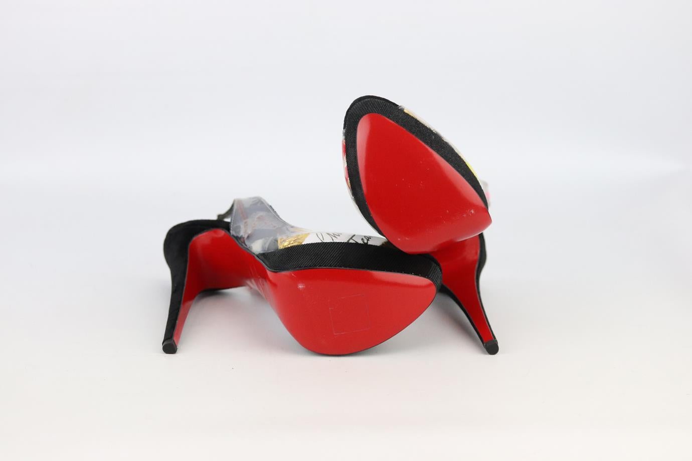 Christian Louboutin Pvc And Velvet Slingback Platform Sandals EU 38 UK 5 US 8  In Excellent Condition In London, GB