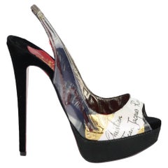 Christian Louboutin Pvc And Velvet Slingback Platform Sandals EU 38 UK 5 US 8