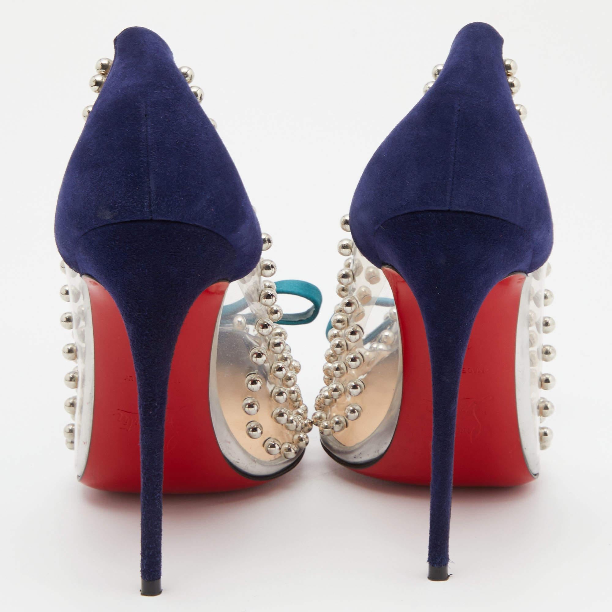 Christian Louboutin PVC, Suede and Patent Leather Bille Et Boule Pumps Size 38.5 1