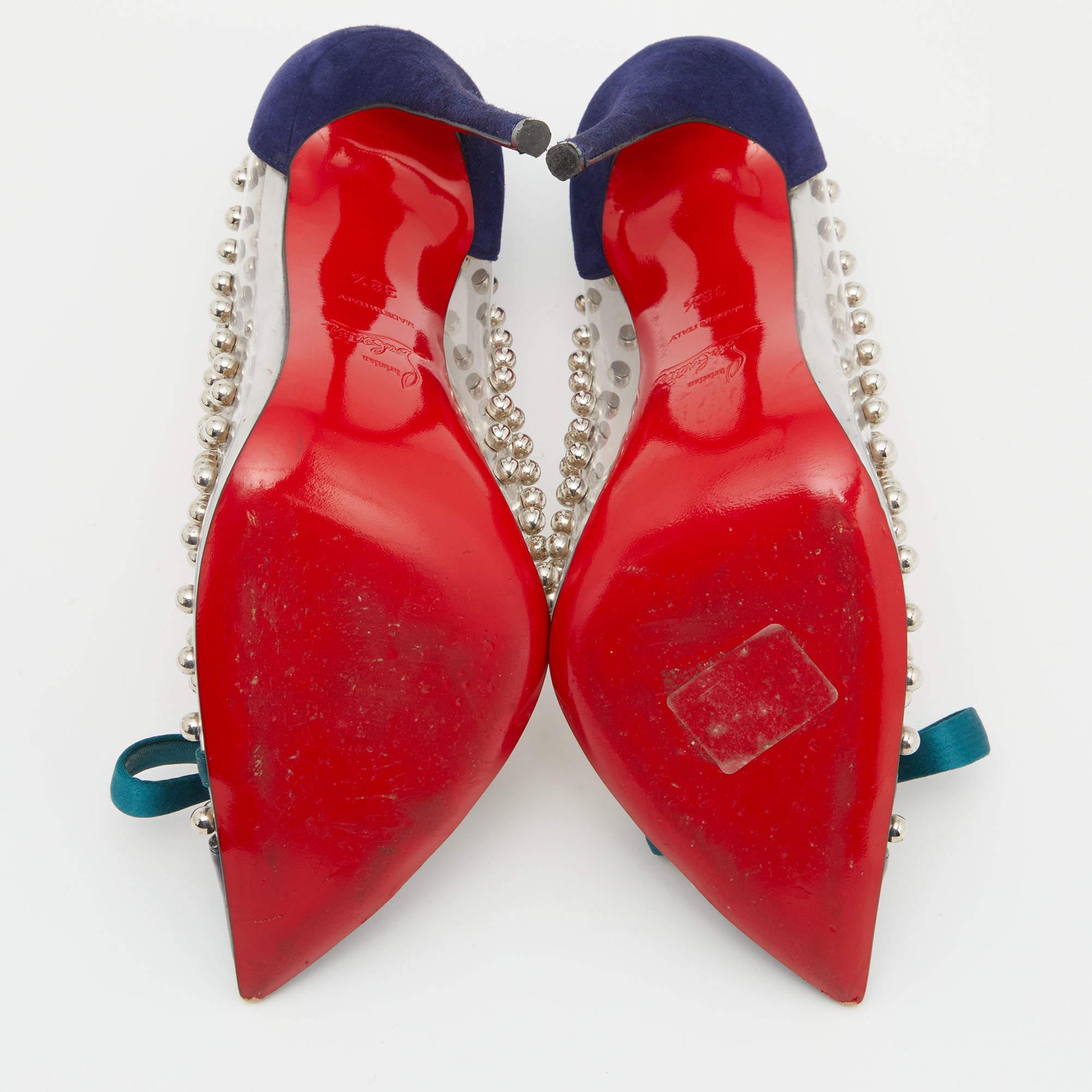 Christian Louboutin PVC, Suede and Patent Leather Bille Et Boule Pumps Size 38.5 2