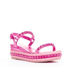 CHRISTIAN LOUBOUTIN Pyraclou 60 glam metallic pink spikes platform wedges EU39