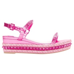 CHRISTIAN LOUBOUTIN Pyraclou 60 glam metallic pink spikes platform wedges EU39