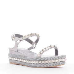 CHRISTIAN LOUBOUTIN Pyraclou 60 mauve patent spikes platform wedges EU38