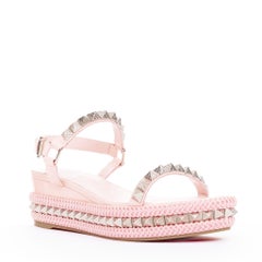 CHRISTIAN LOUBOUTIN Pyraclou 60 poupee pink patent spikes platform wedges EU38