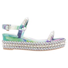 CHRISTIAN LOUBOUTIN Pyraclou 60 tie dye studded espadrille wedges EU37