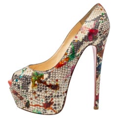 Christian Louboutin Python Carnival Highness Peep Toe Platform Pumps Size 38.5