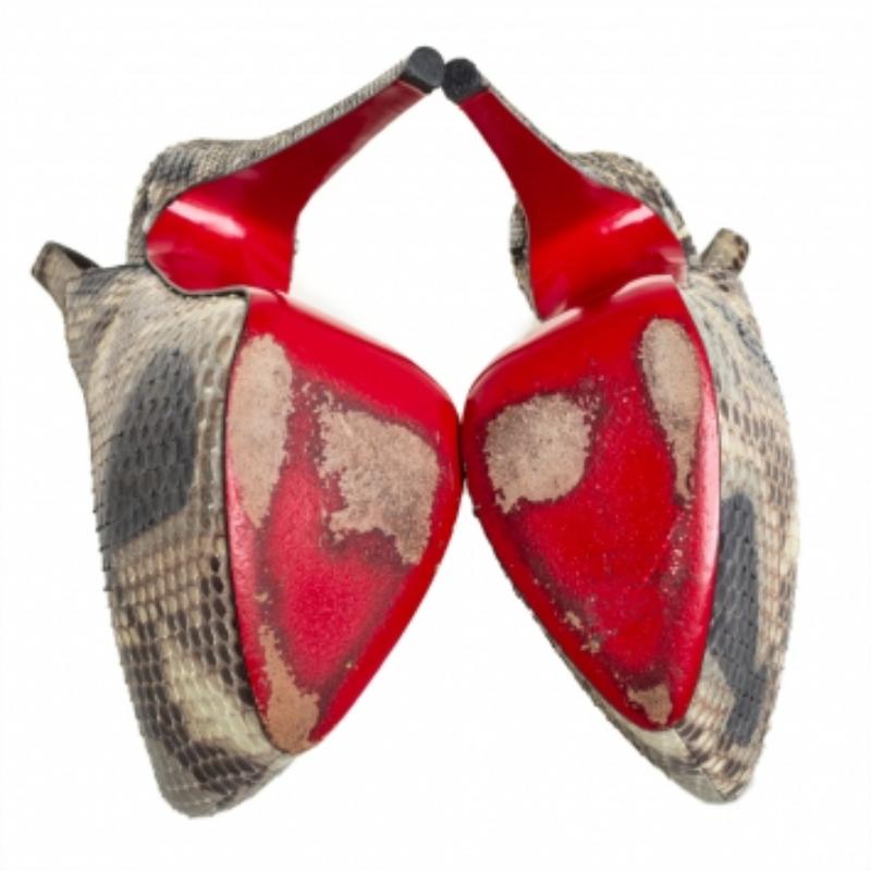 Christian Louboutin Python Daffodile Platform Slingback Sandals Size 37 For Sale 1