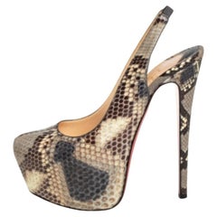 Christian Louboutin Python Daffodile Platform Slingback Sandals Size 37