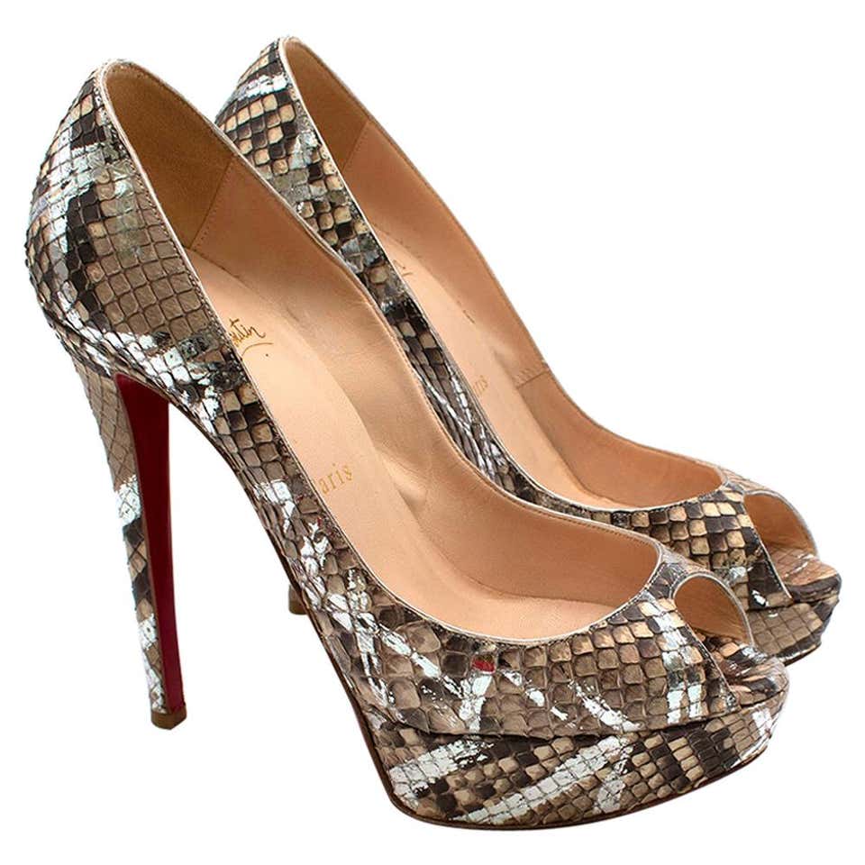 Christian Louboutin Python Lady Peep Platform Pumps 37.5 at 1stDibs
