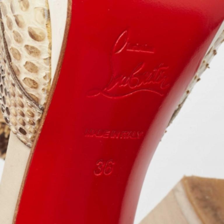 Christian Louboutin Sandalias con correa en el tobillo de piel de pitón y piel laminada talla 36 en venta 5