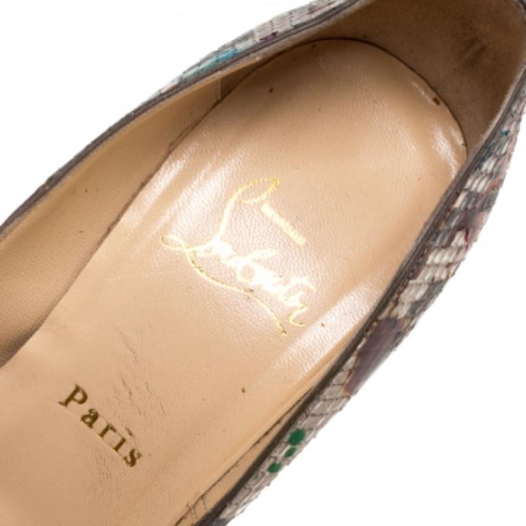 Women's Christian Louboutin Python Leather Daffodile Platform Pumps Size 38 For Sale