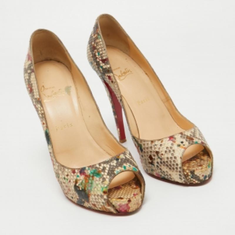 Christian Louboutin Python Leder Lady Peep Toe Plateau Pumps Größe 39 Damen im Angebot