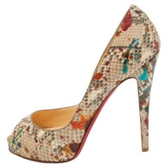 Christian Louboutin Python Leather Lady Peep Toe Platform Pumps Size 39